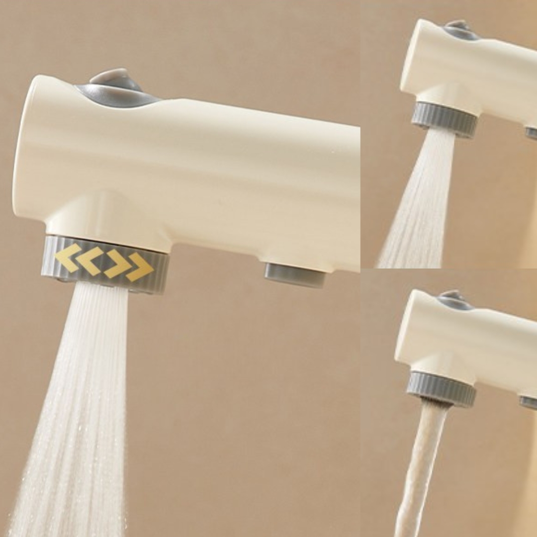 Cream White LED Display Basin Faucet