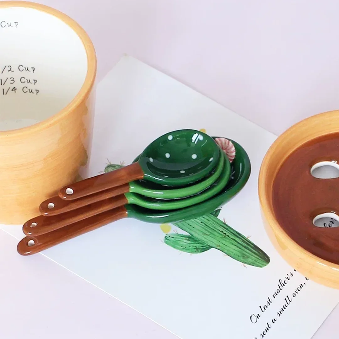 Cactus Ceramic Measuring Spoon Set
