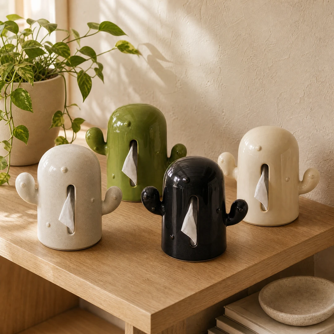 Cactus Ceramic Tissue Box – All Colors