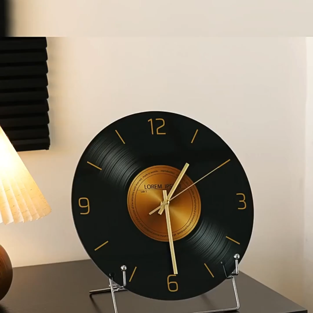 Tempered Glass Vinyl Record Clock