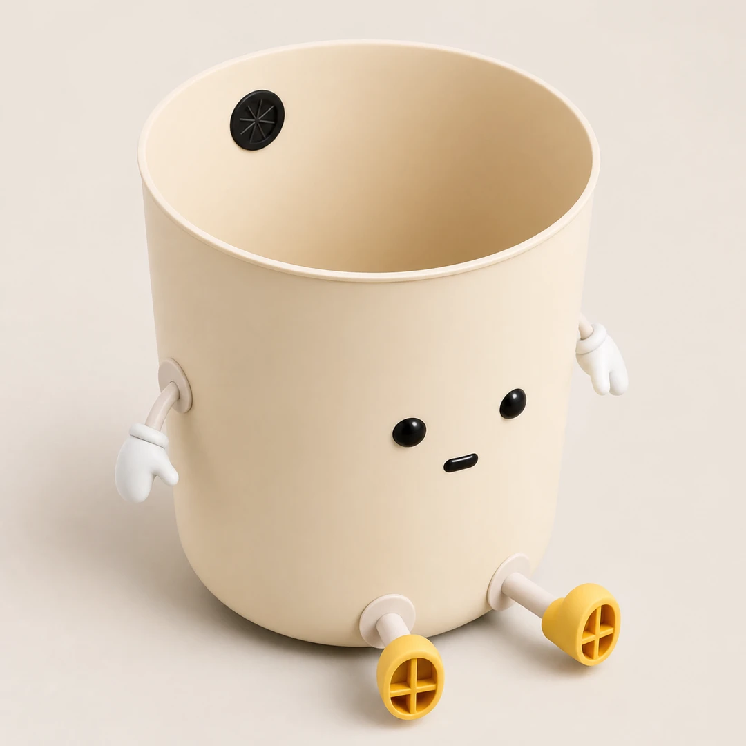 Cartoon Creative Trash Can - Top View Detail