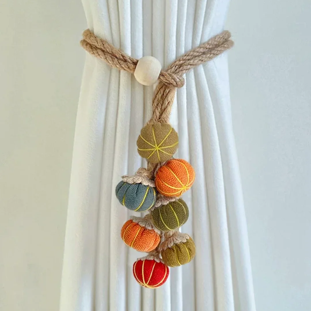 Harvest Pumpkin Beaded Curtain Tieback