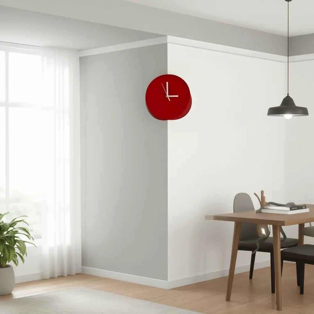 Corner Wall Clock Matte Metal 21cm