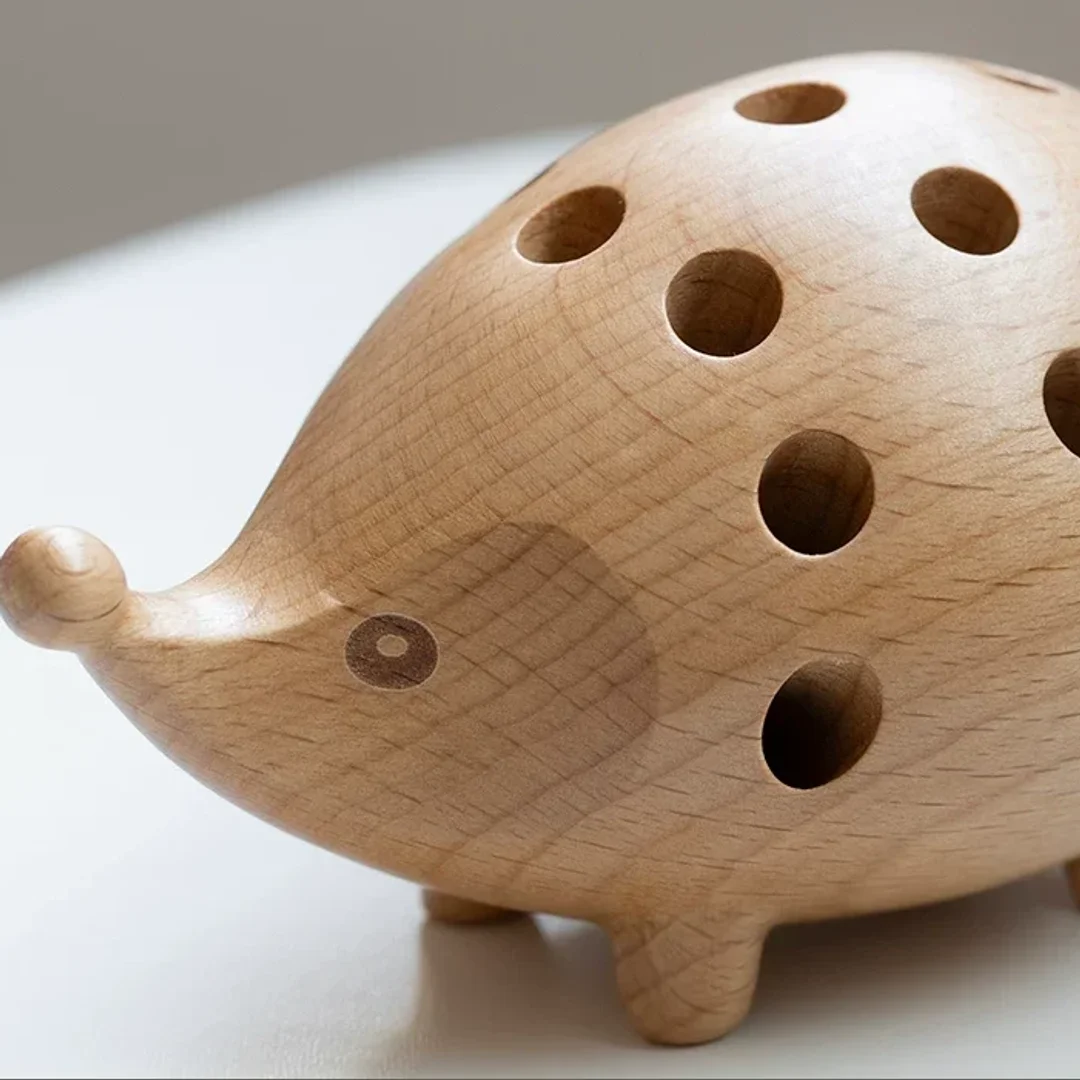 Hedgehog Wooden Pen Holder