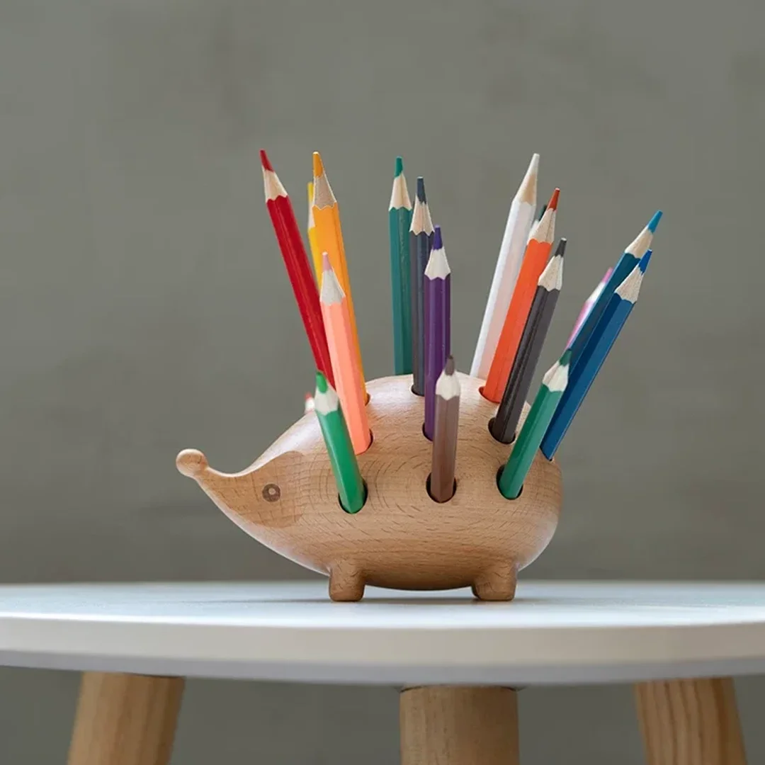 Hedgehog Wooden Pen Holder