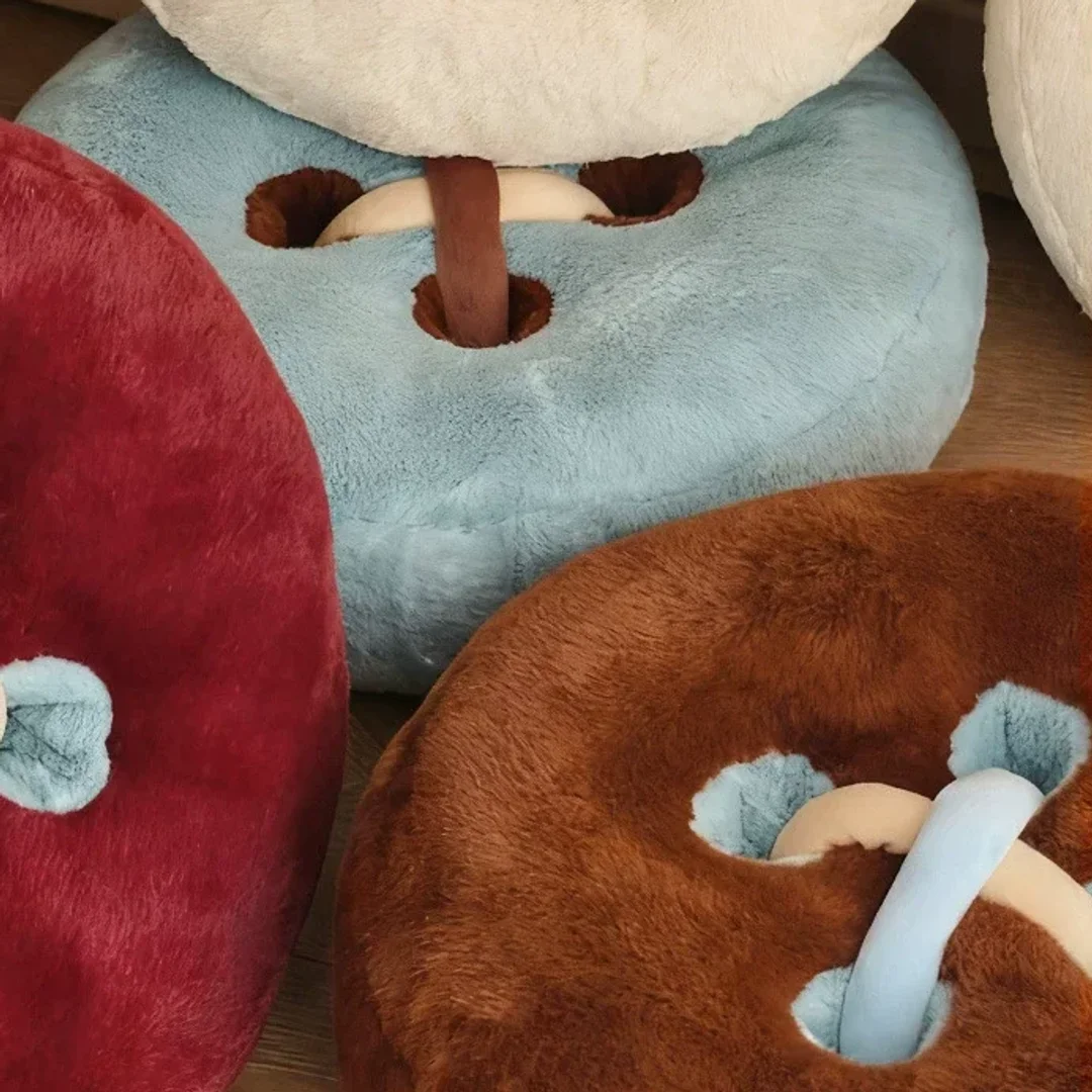 Button-Shaped Plush Throw Pillow