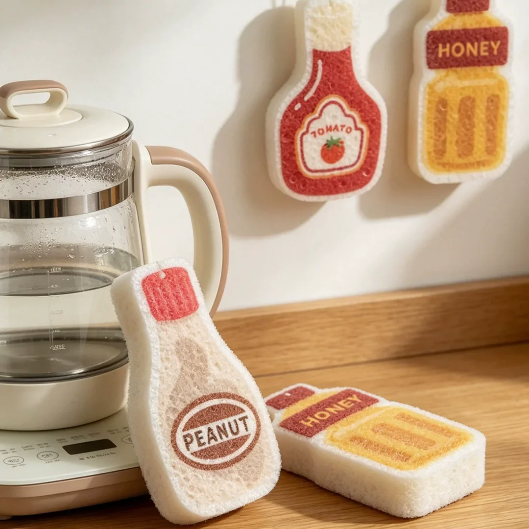Wood Pulp Kitchen Cleaning Sponges (Set of 4)