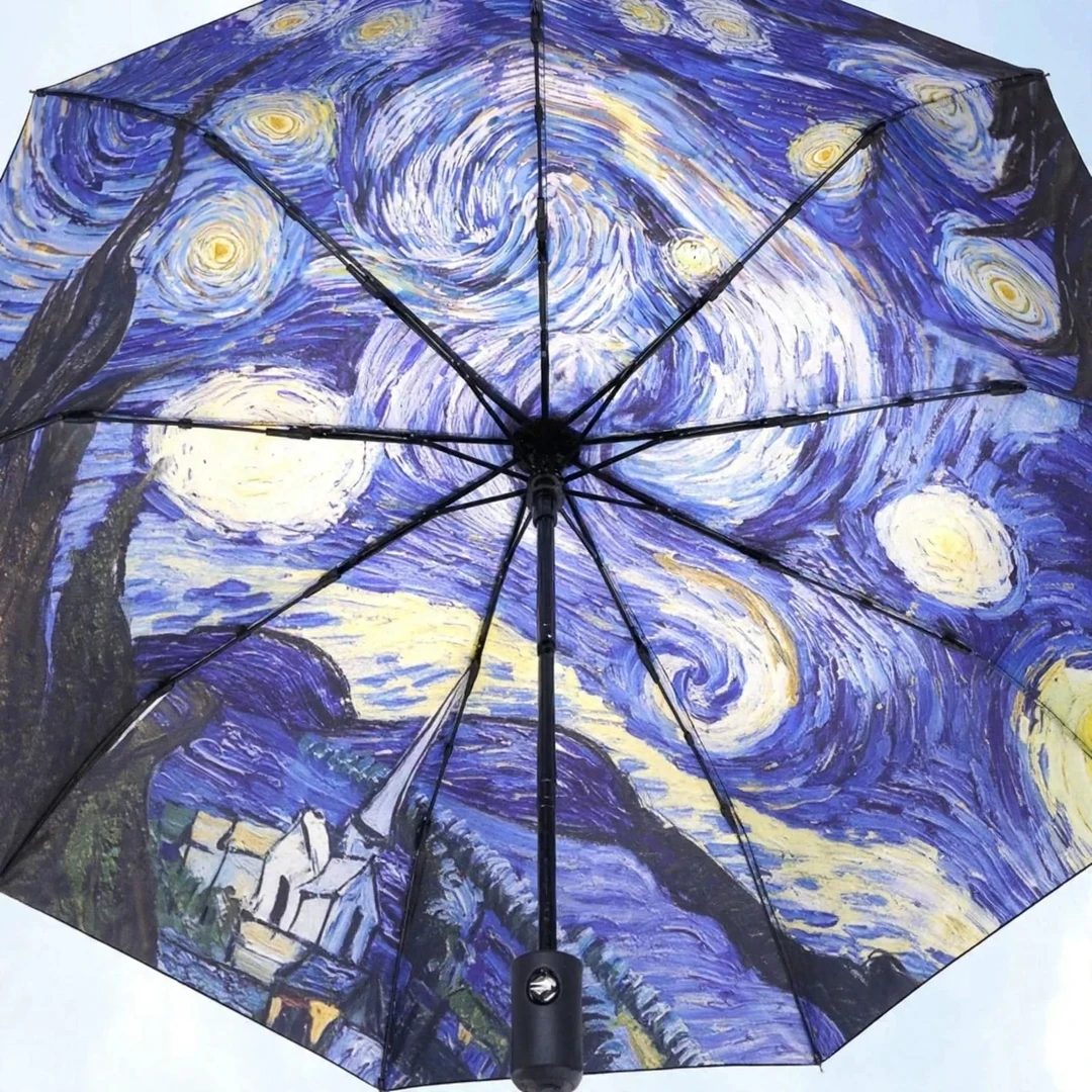 Van Gogh Starry Night Auto-Open Folding Umbrella