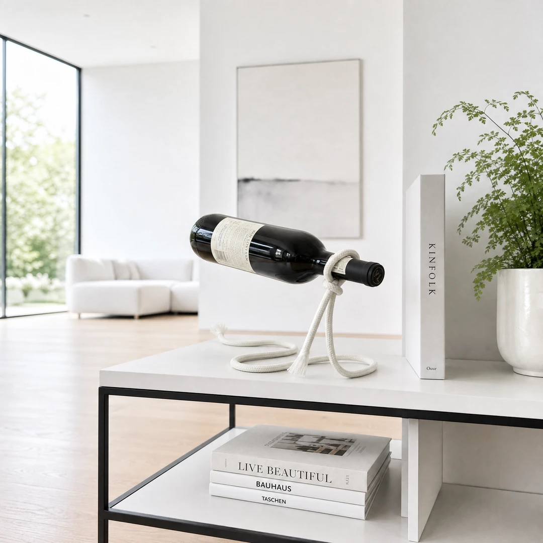Magic Rope Wine Rack - Living Room Scene