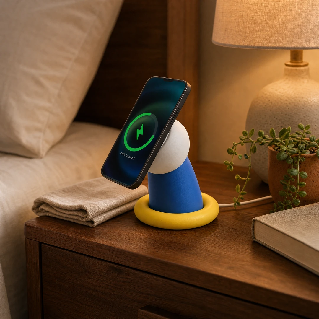 Cartoon MagSafe Wireless Charging Phone Stand - Bedside Night Scene