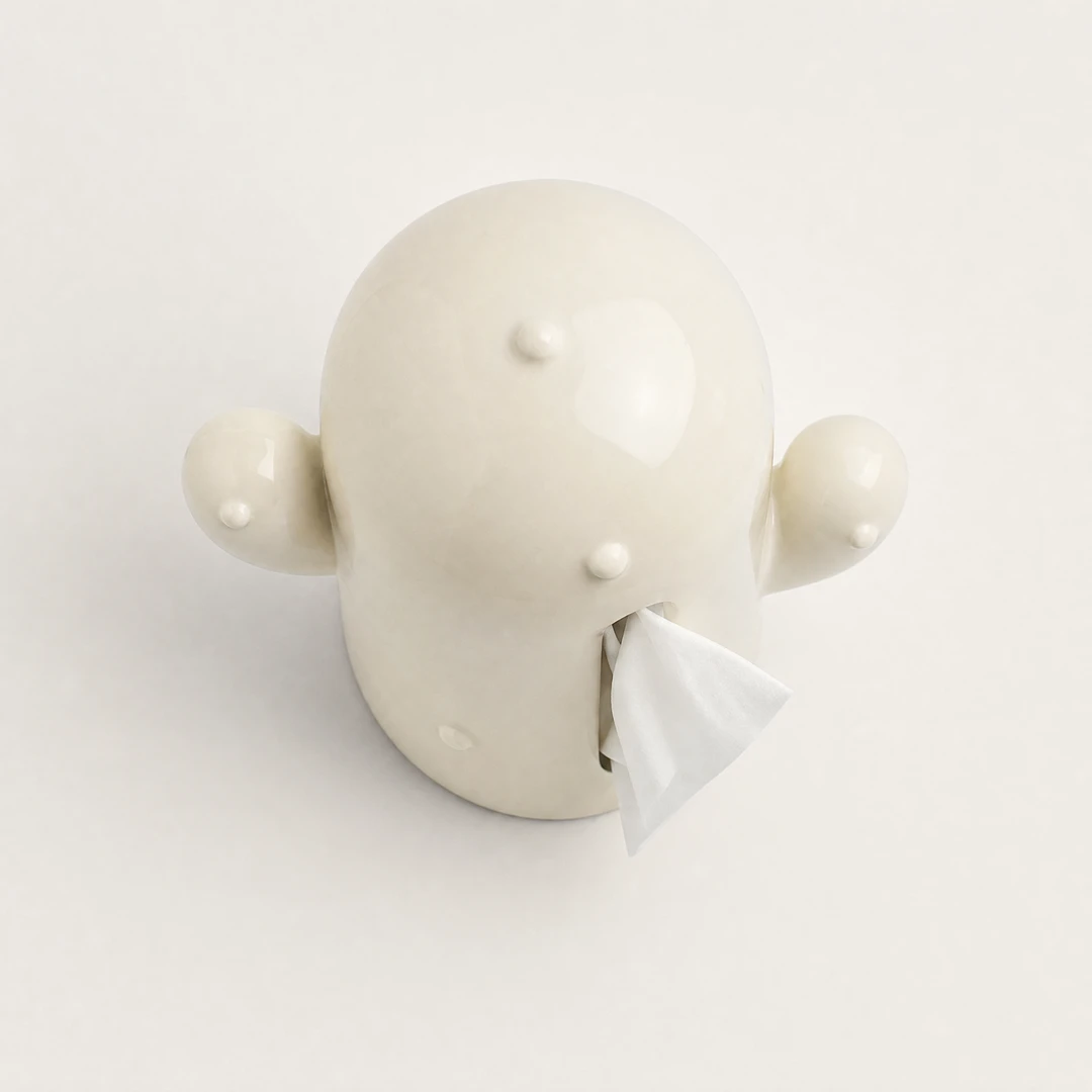 Cactus Ceramic Tissue Box – Top View
