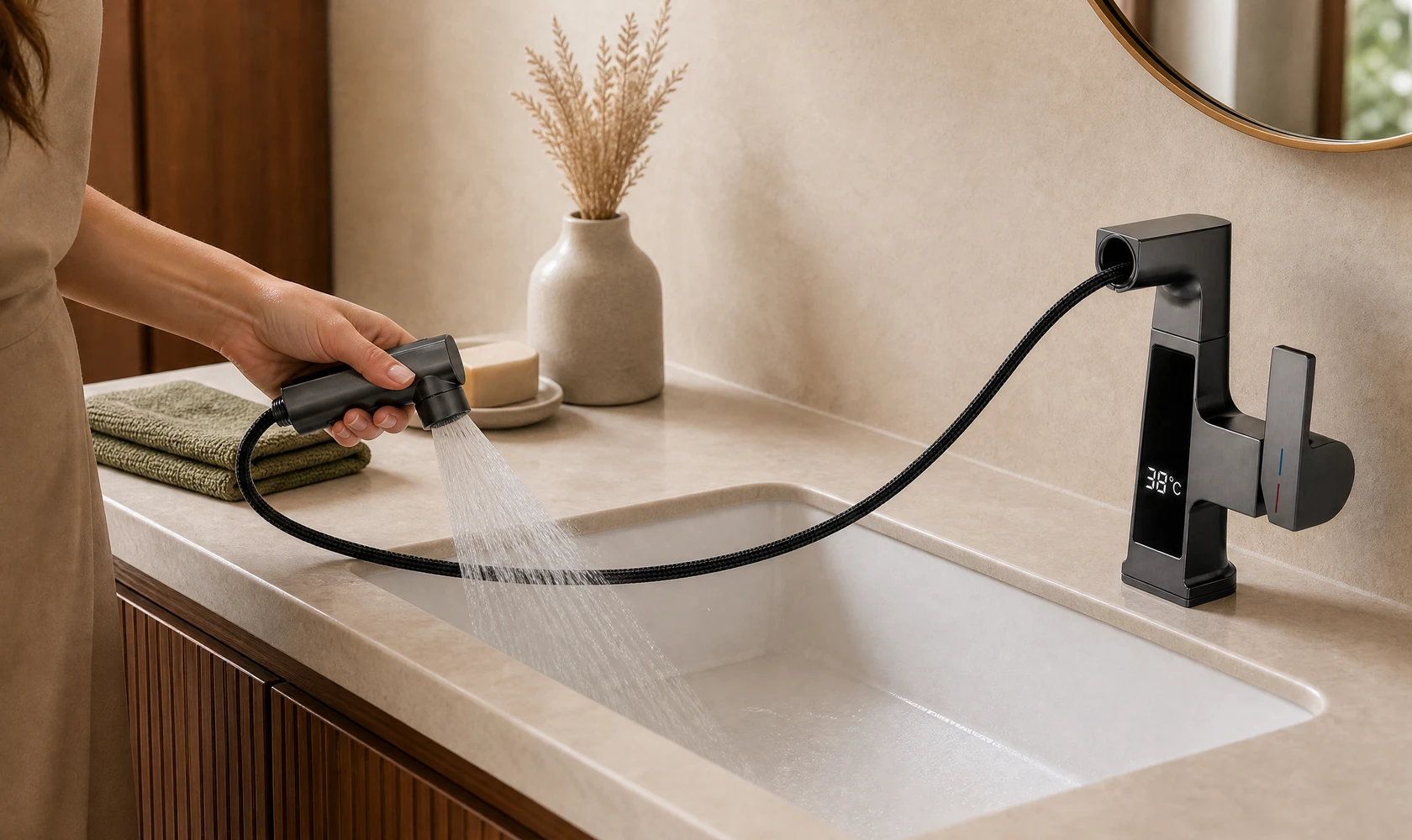 60cm Pull-Out Sprayer, Reach Every Corner