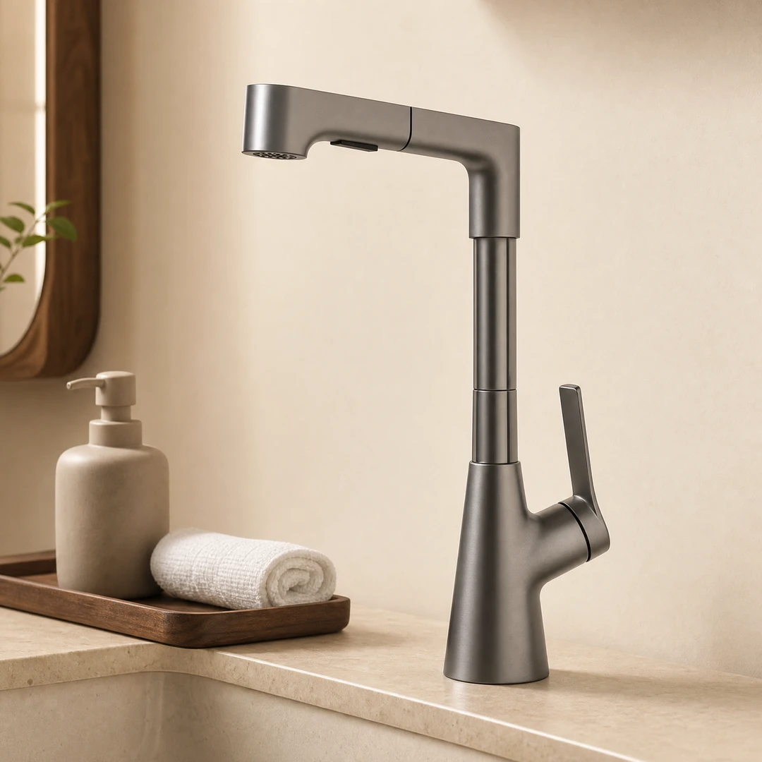 Height Adjustable Pull-Out Multi-Function Faucet - Height Adjustment