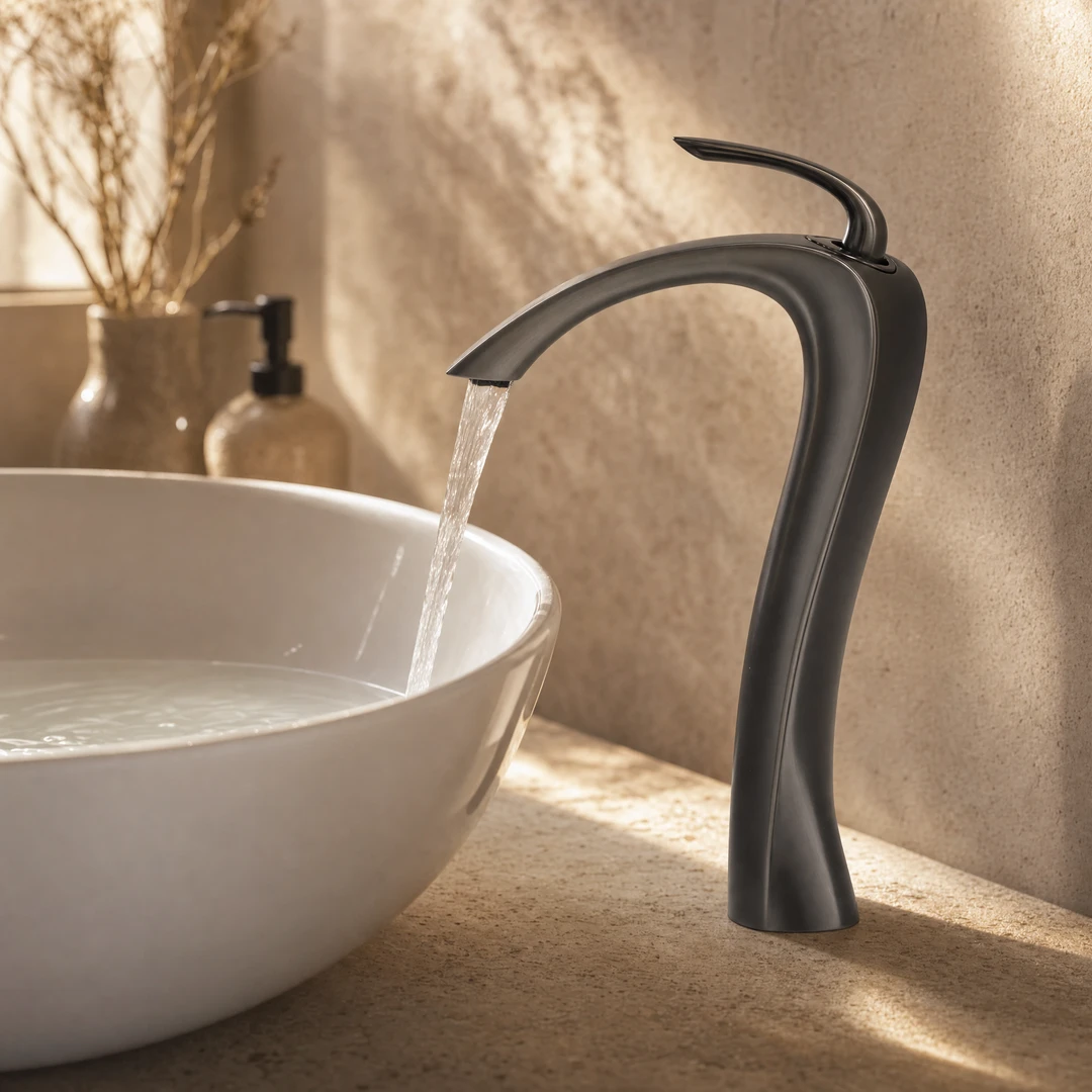 Brass Basin Faucet - Water flow demonstration