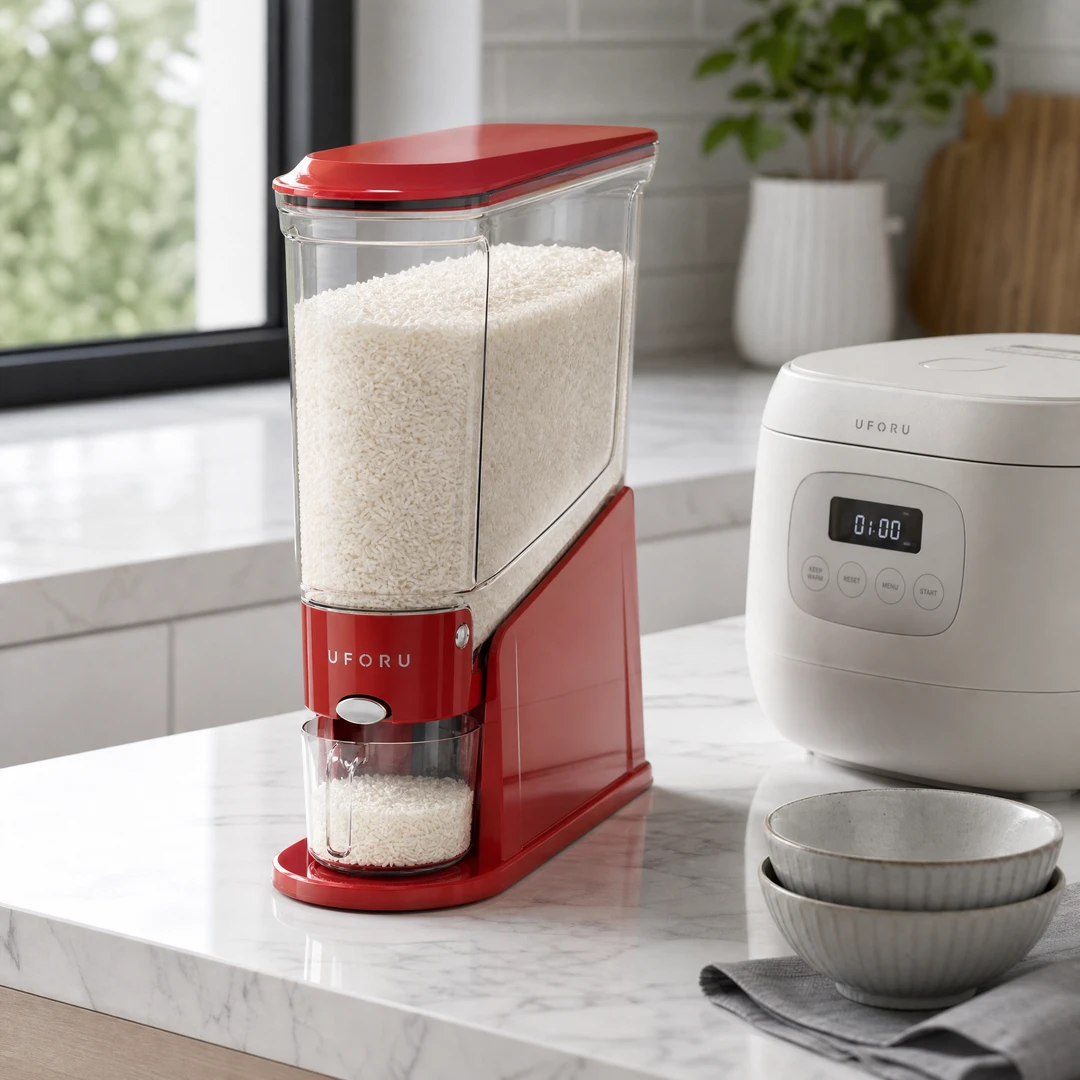 Slim Press-Seal Rice Storage Bin - Modern Kitchen Scene