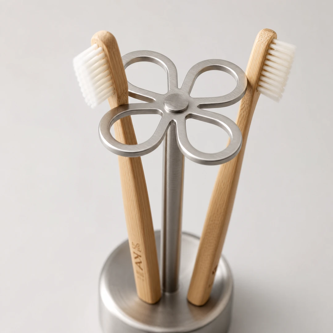 Stainless Steel Toothbrush Holder Set - Flower Stand Close-up