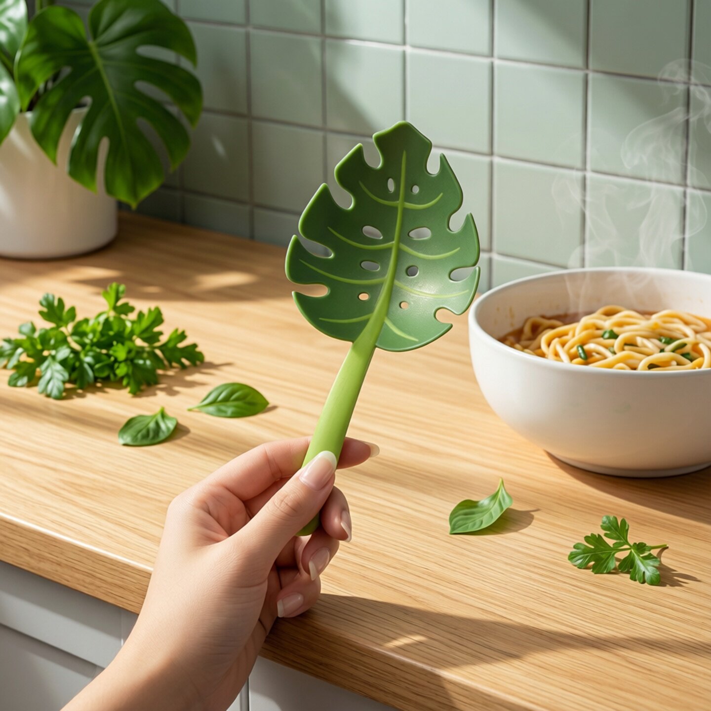 Leaf-Shaped Kitchen Slotted Spoon (Set of 5)