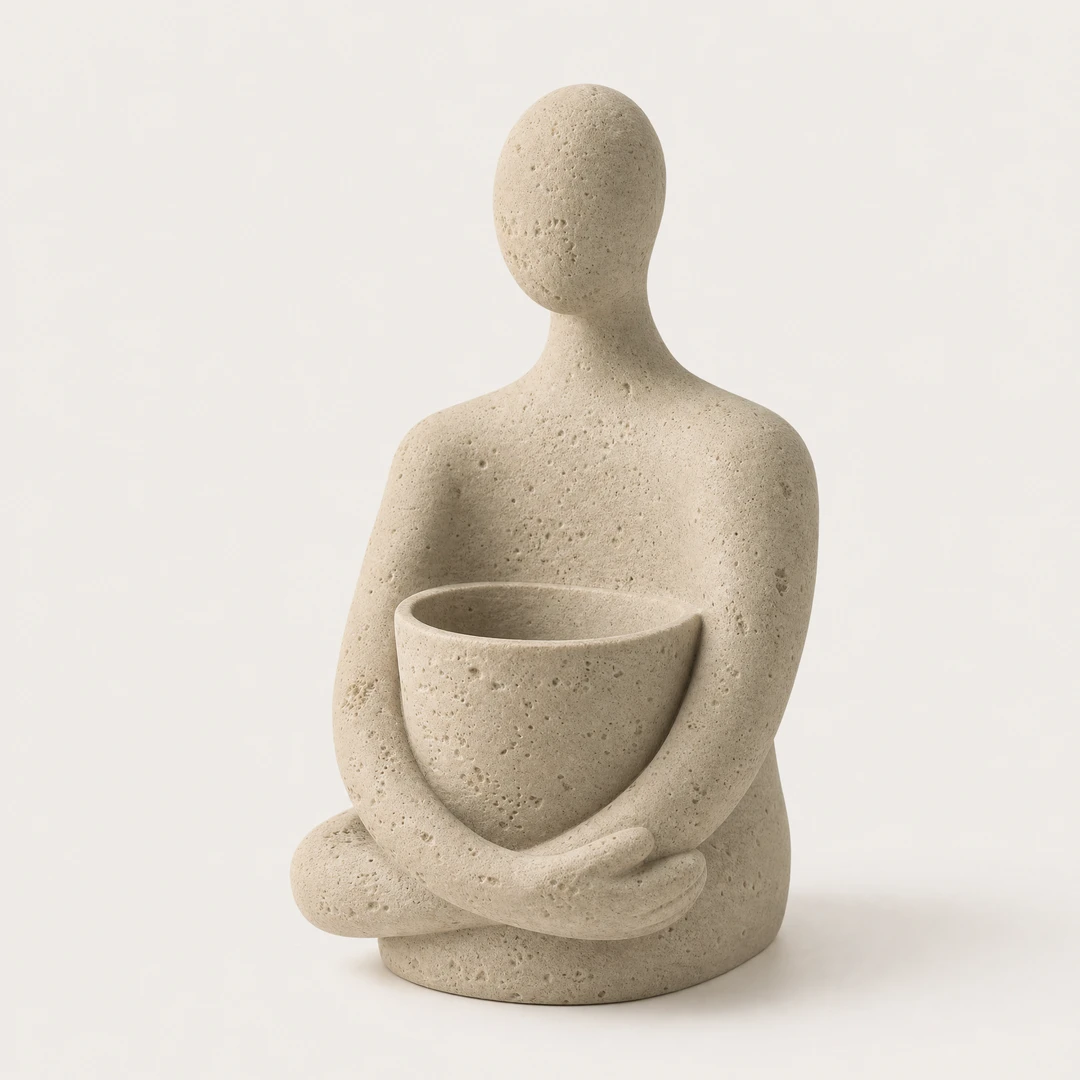 Wabi-Sabi Figure Planter three-quarter angle - studio product shot