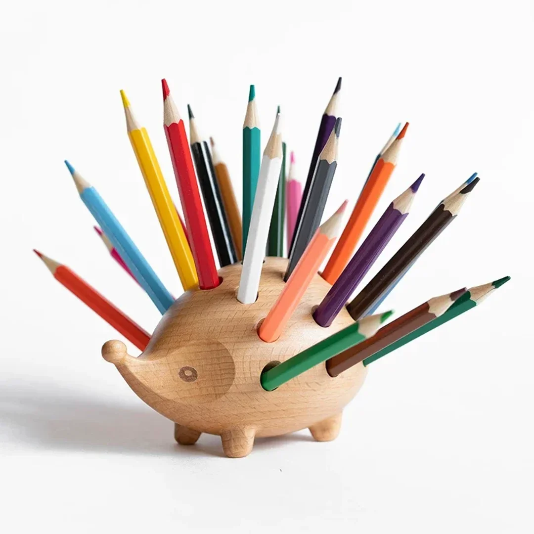 Hedgehog Wooden Pen Holder