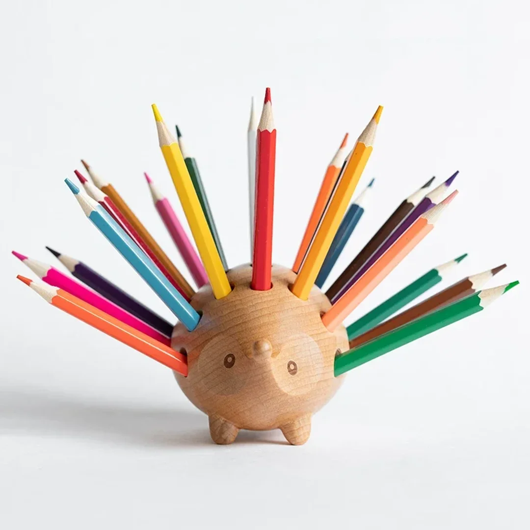 Hedgehog Wooden Pen Holder