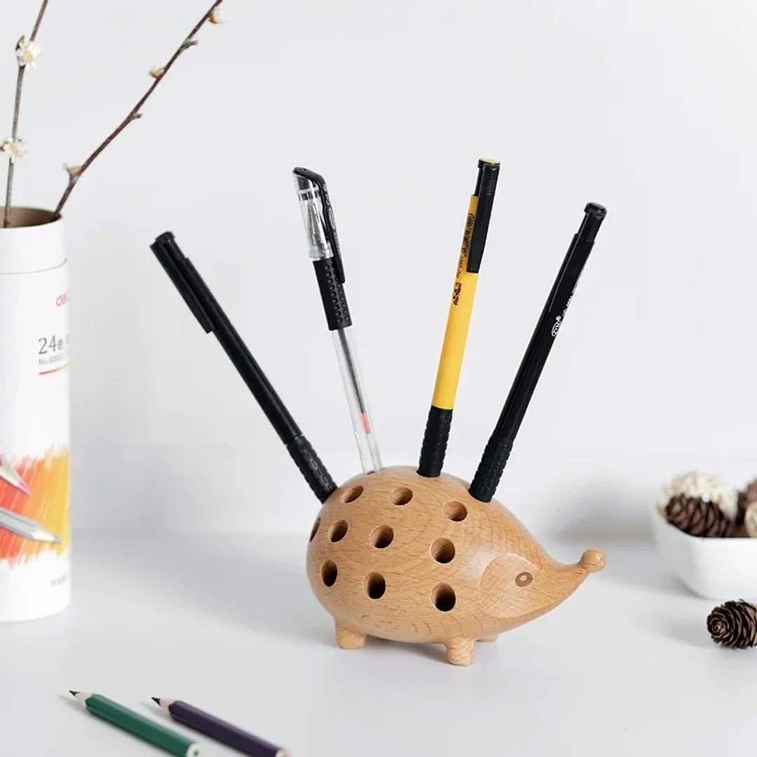Hedgehog Wooden Pen Holder