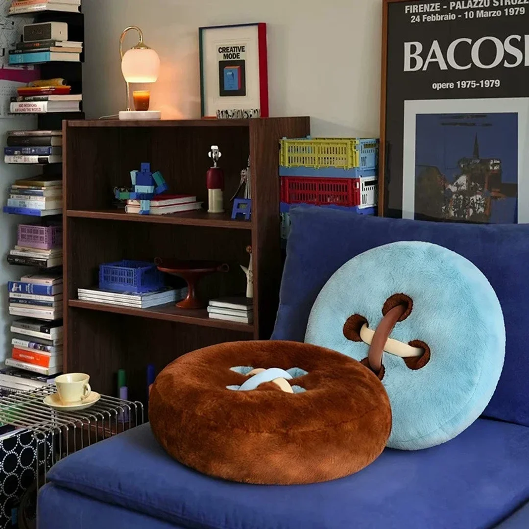 Button-Shaped Plush Throw Pillow