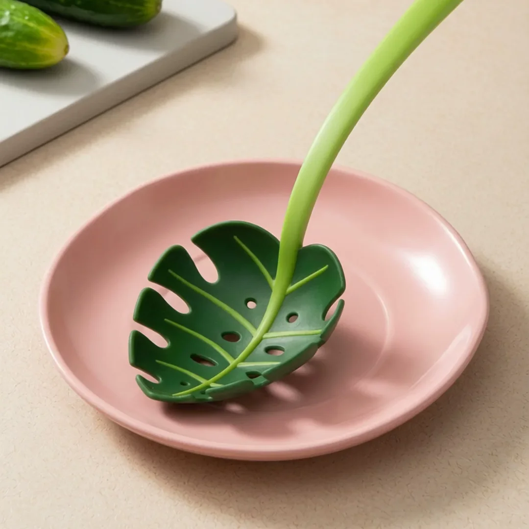 Leaf-Shaped Kitchen Slotted Spoon