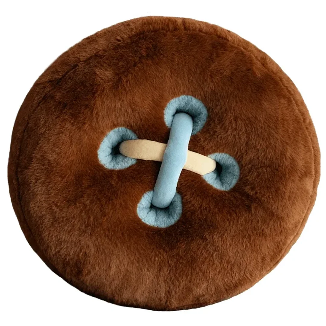 Button-Shaped Plush Throw Pillow
