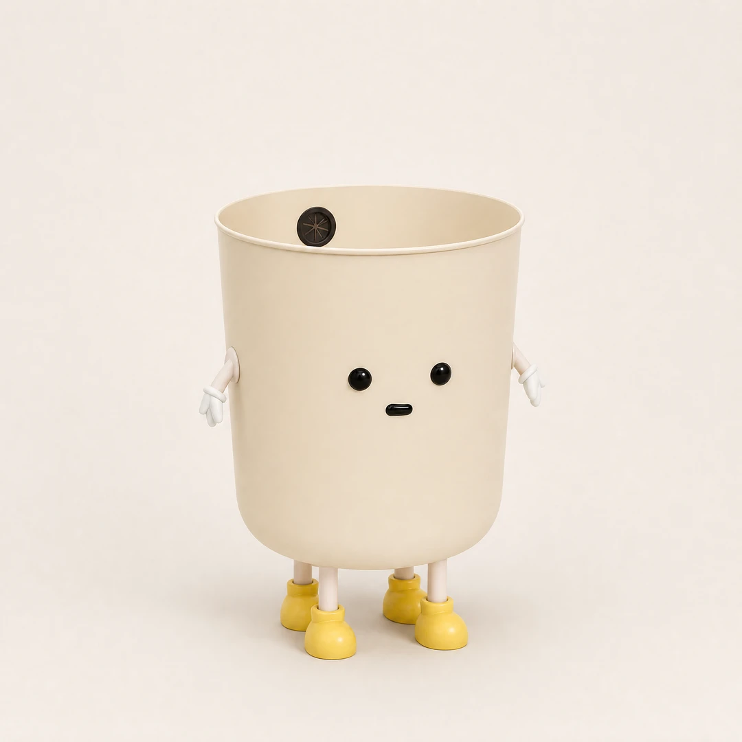 Cartoon Creative Trash Can - Standing Variant Front View