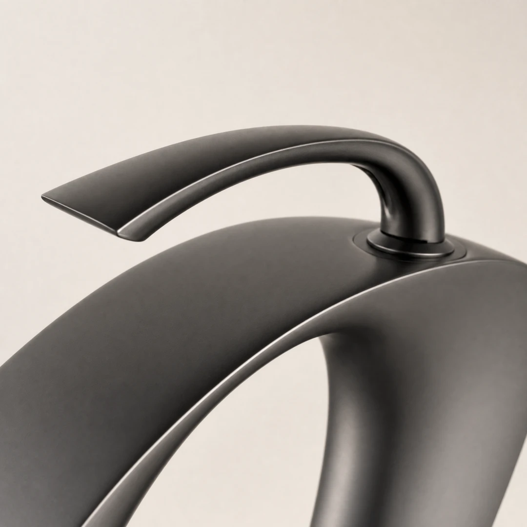 Brass Basin Faucet - Handle detail close-up
