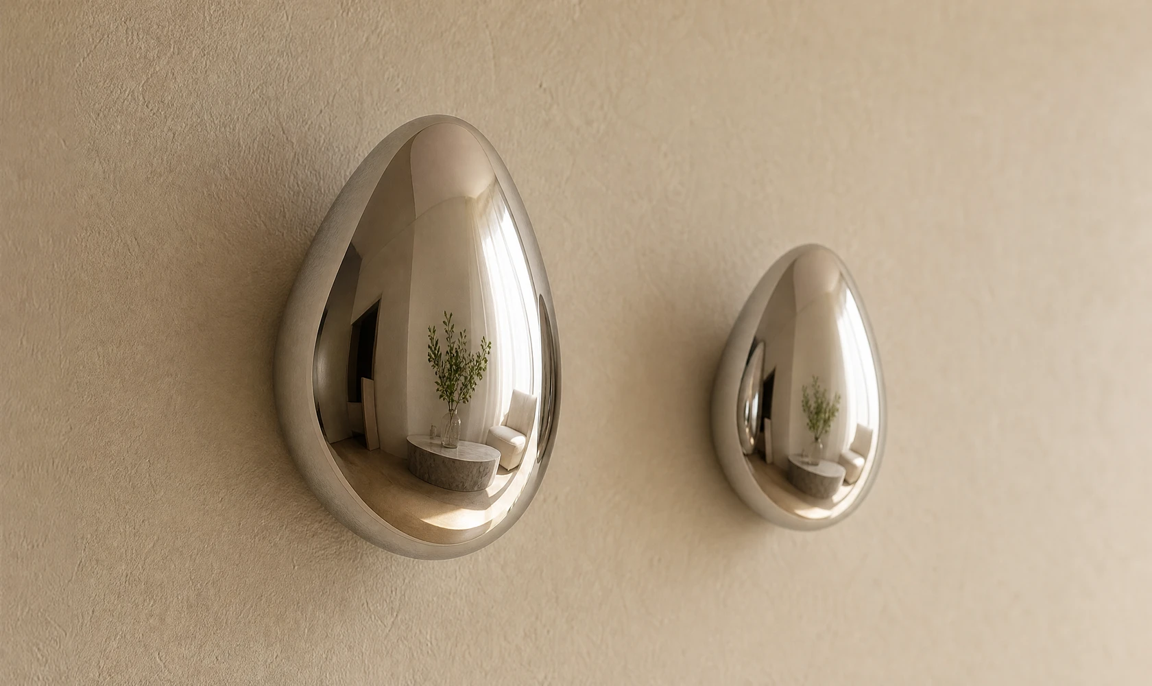 Hand-glazed ceramic with a mirror-like silver fini