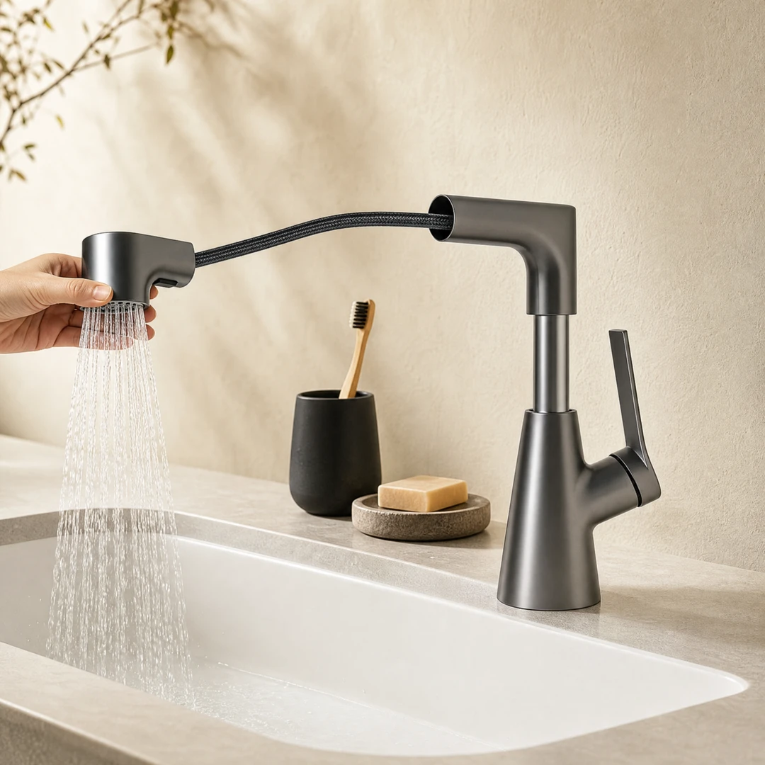 Height Adjustable Pull-Out Multi-Function Faucet - Spray Mode