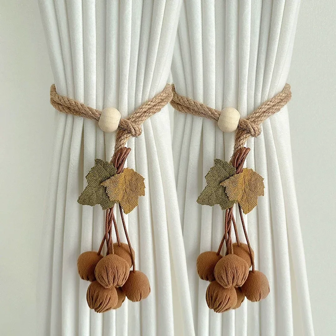 Harvest Pumpkin Beaded Curtain Tieback