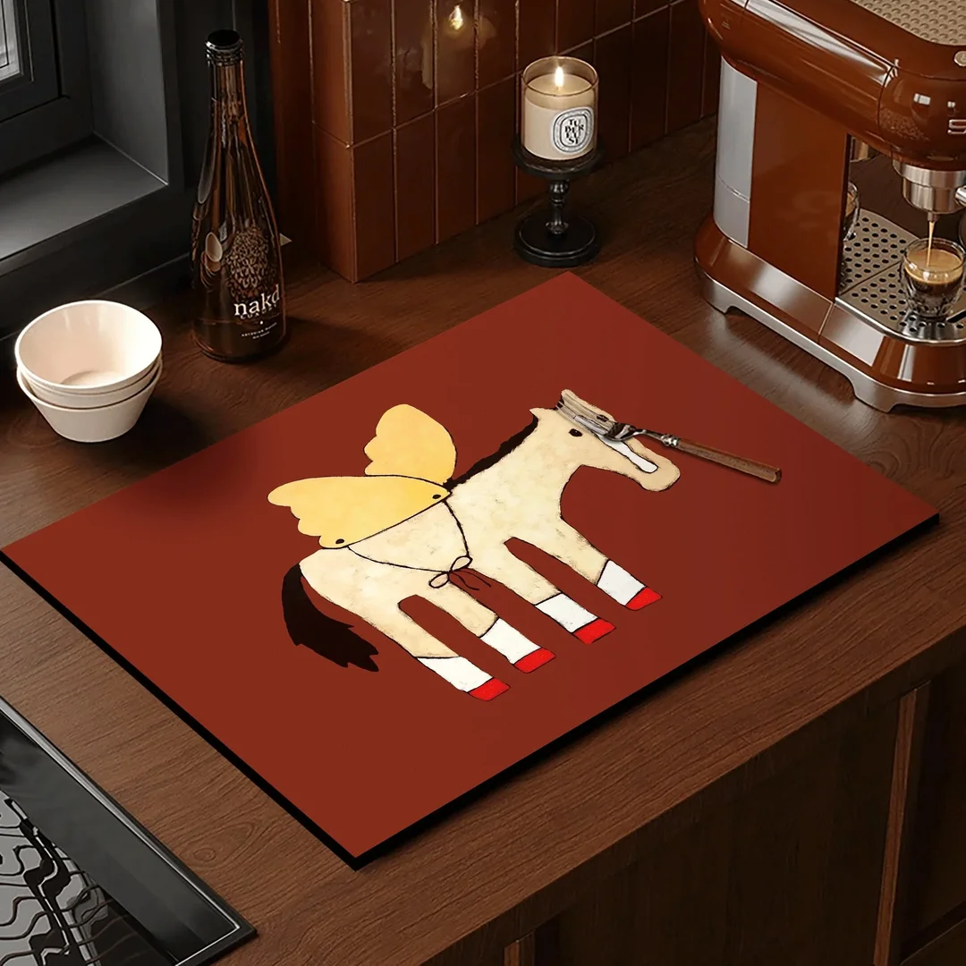 Retro Cartoon Animal Absorbent Kitchen Mat