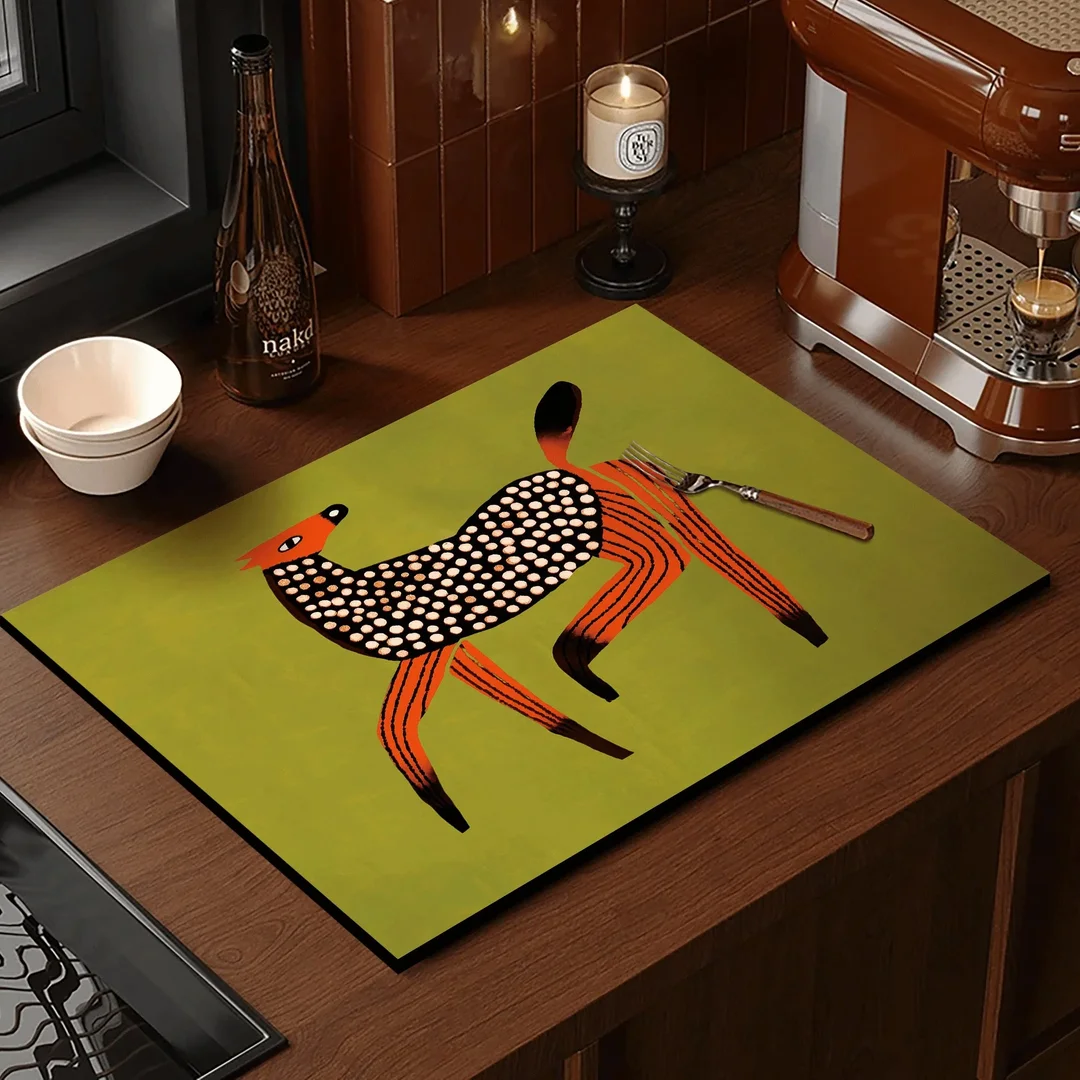 Retro Cartoon Animal Absorbent Kitchen Mat
