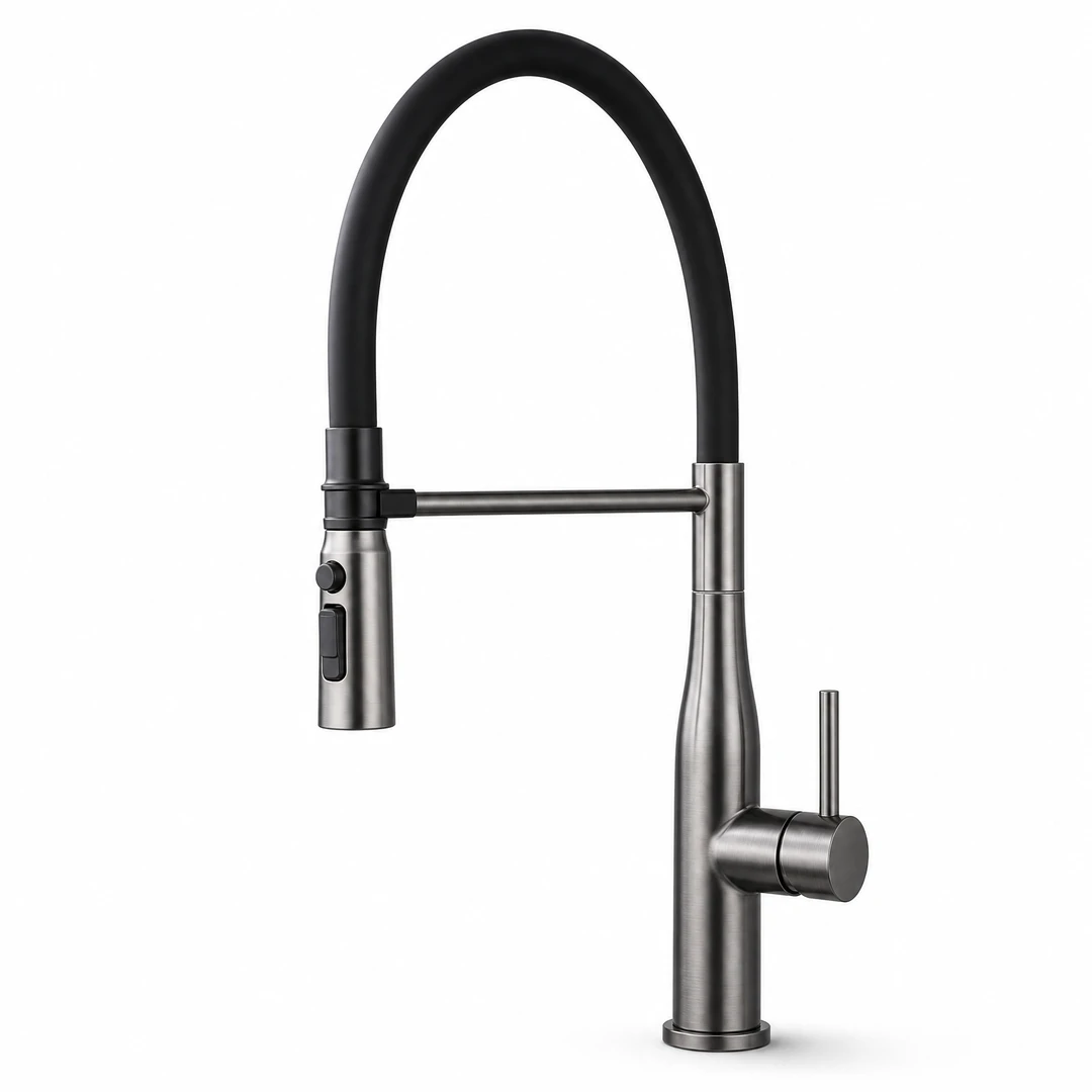 Magnetic Italian Kitchen Faucet — Angle View White Background