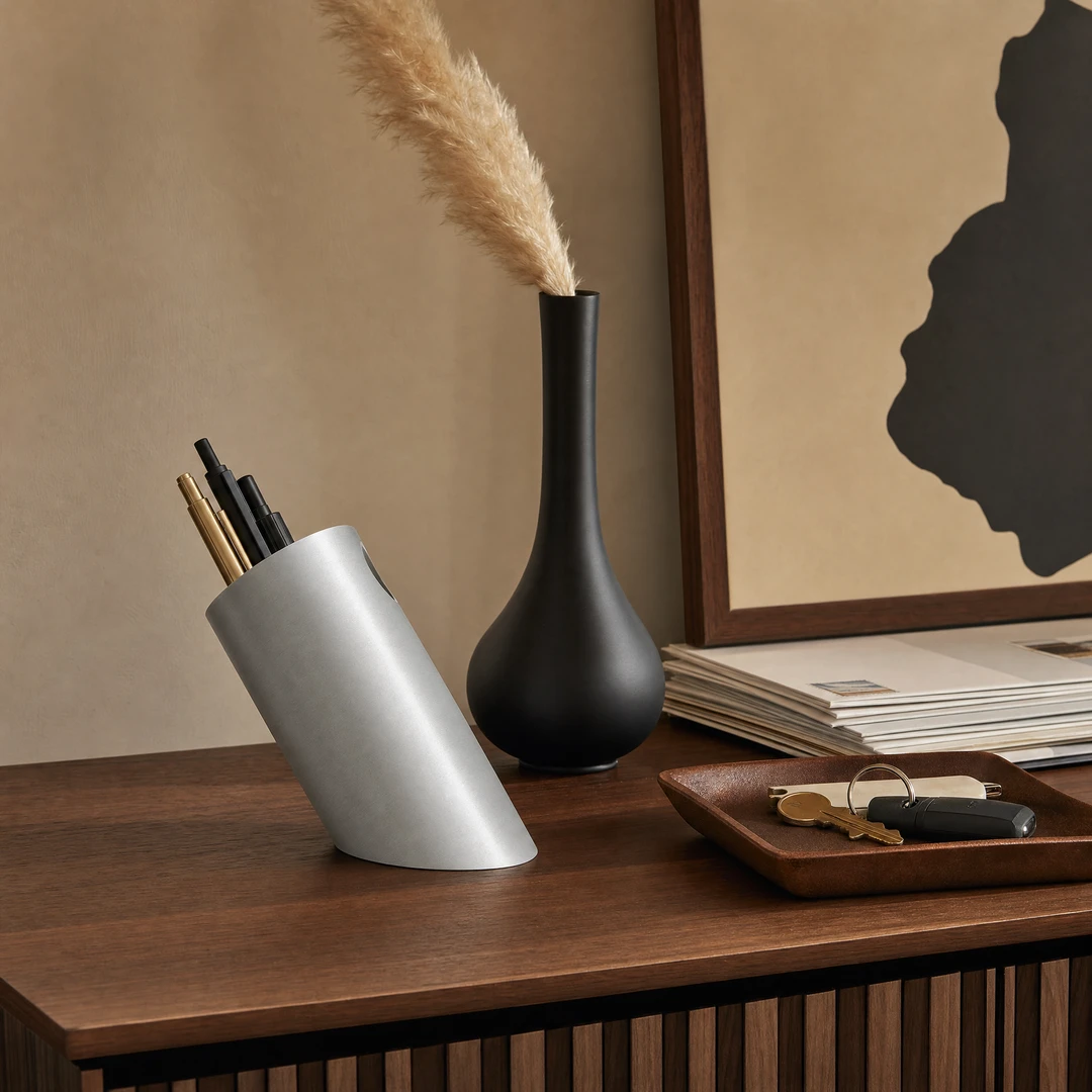 Aluminum Slant Pen Holder - Entryway console