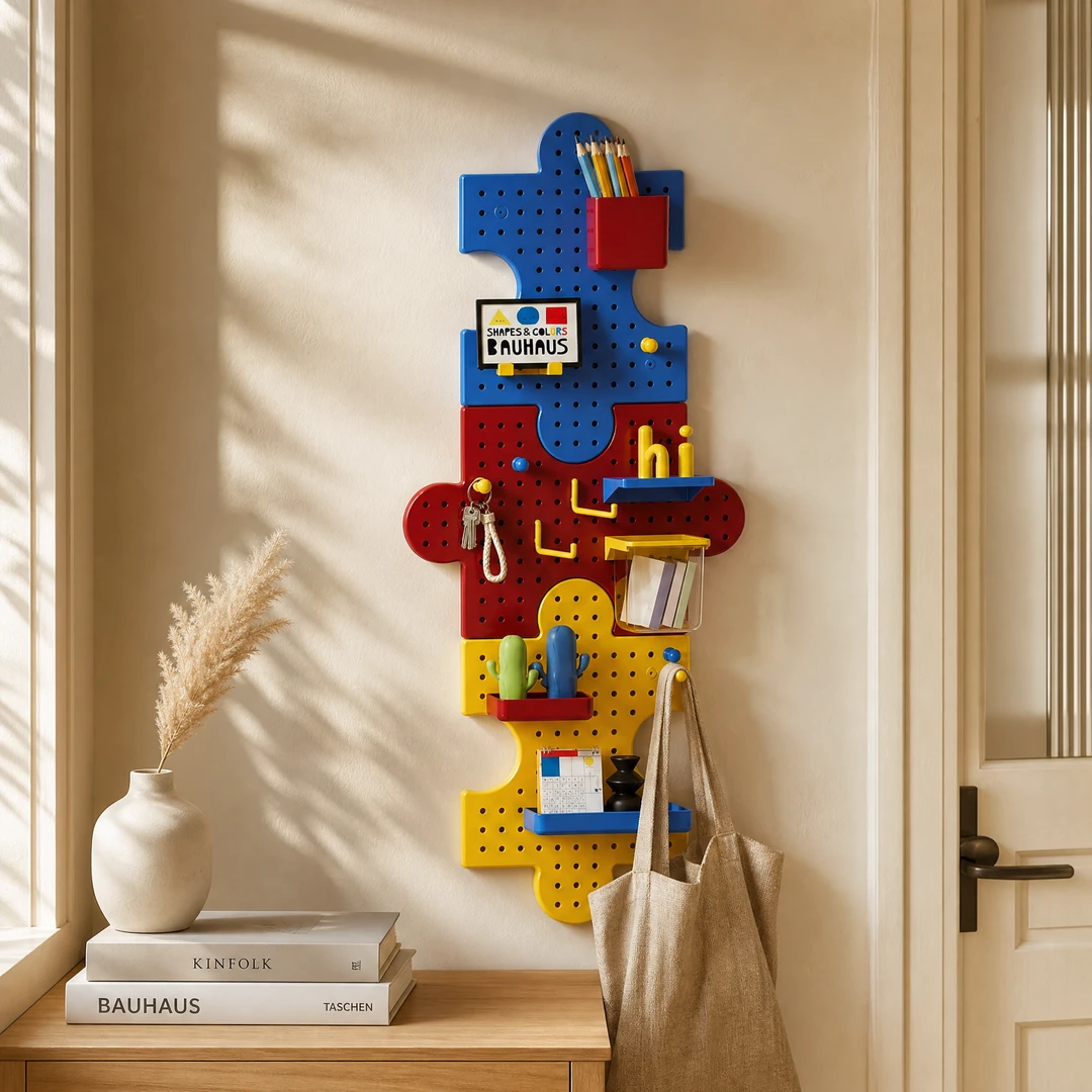 Dopamine Pegboard Wall Shelf – Warm Entryway