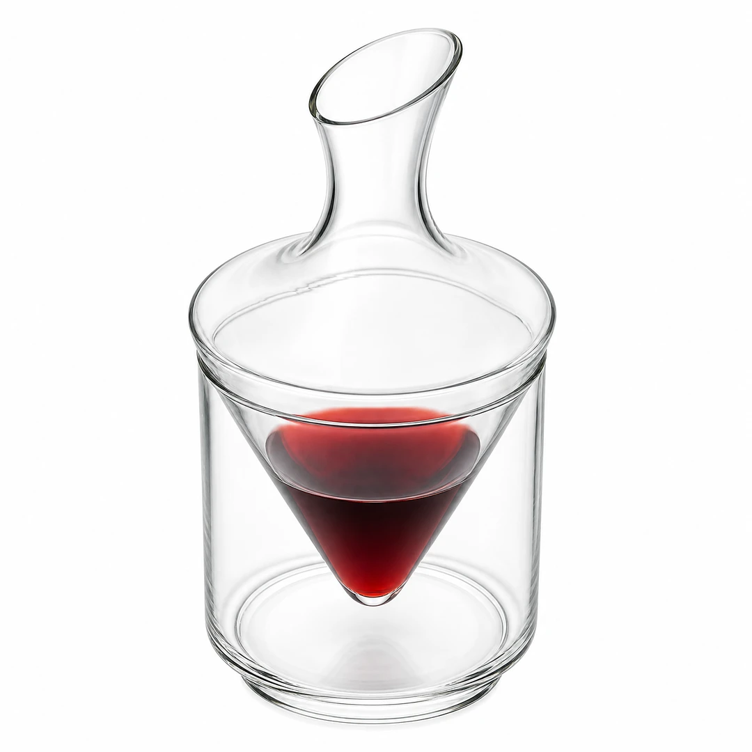 Crystal Wine Decanter - Top View with Wine