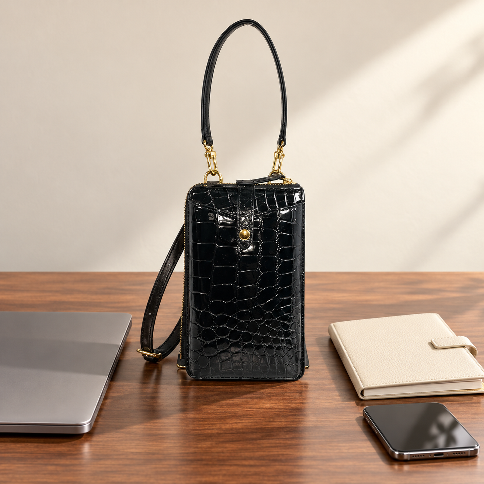 クロコダイル ショルダーポシェット ポロサス シャイニング仕上げ TK-11WP150