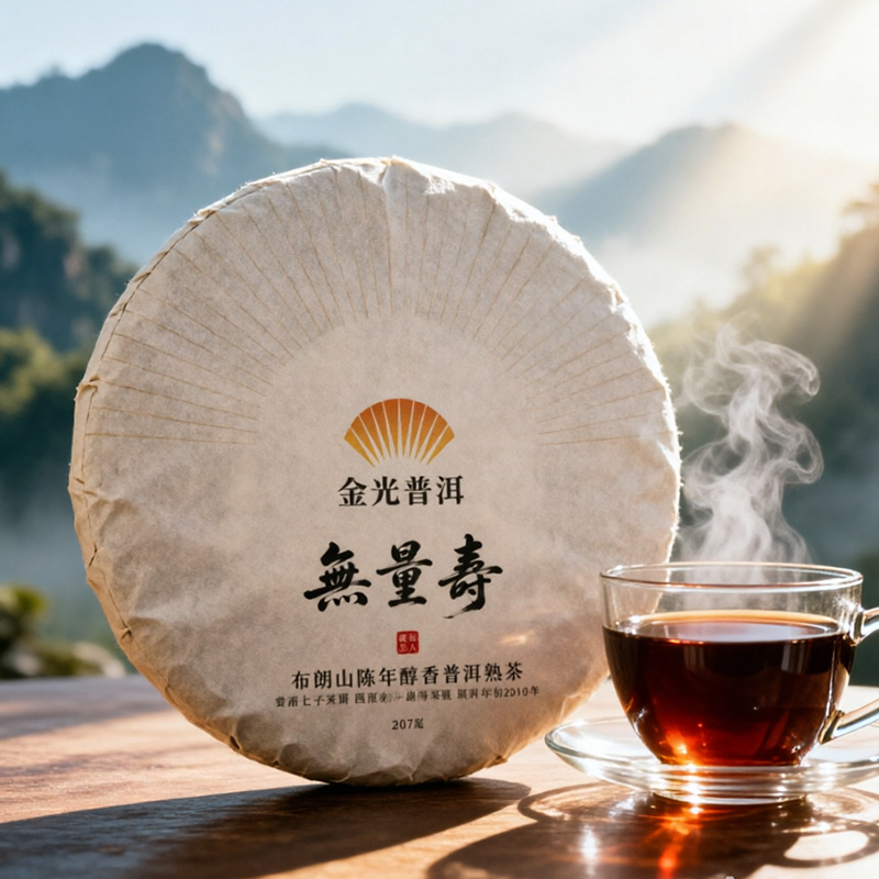 無量壽·布朗山陳年醇香普洱熟茶 雲南七子茶餅 勐海茶區原料年份2010年普洱茶