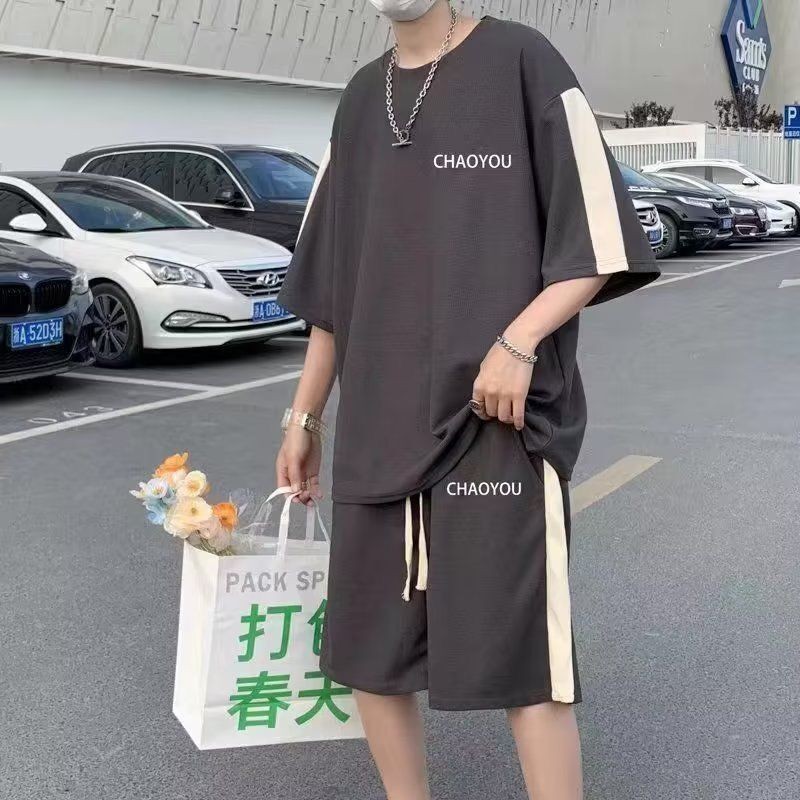 有衡U-HENG夏季短袖t恤休閒運動套裝男士大碼短褲子