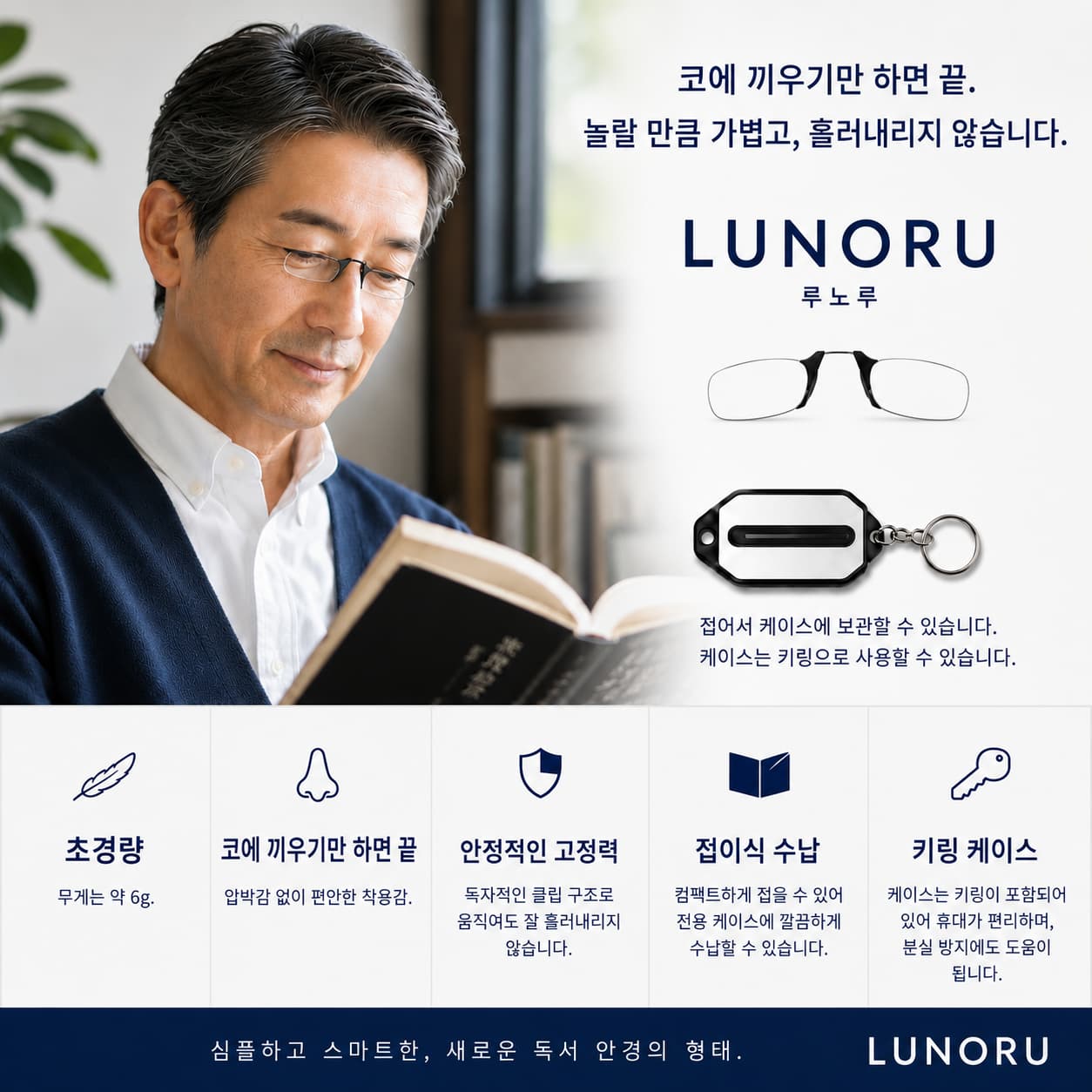 LUNORU 초경량 포켓 돋보기안경