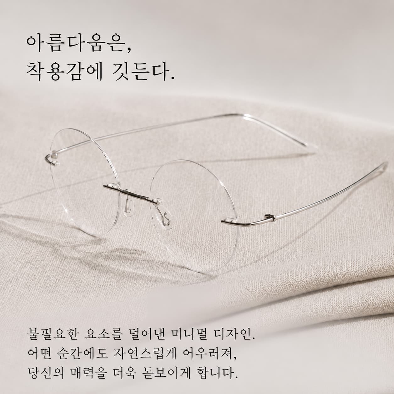 LUNORU 초경량 무테 원형 돋보기안경 블루라이트 차단 패션 리딩글라스