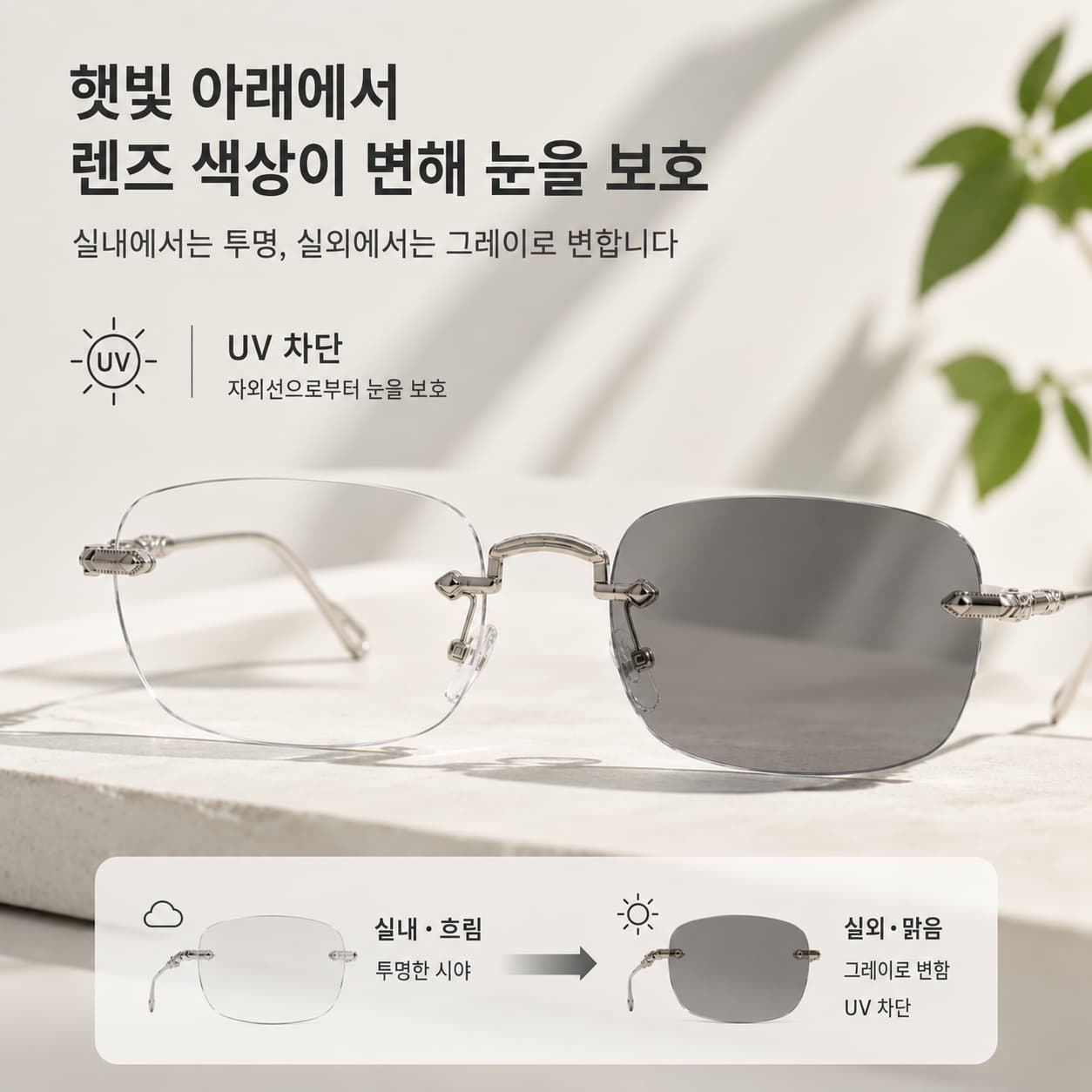 LUNORU 여성용 블루라이트 차단 변색 편광 UV 차단 돋보기안경