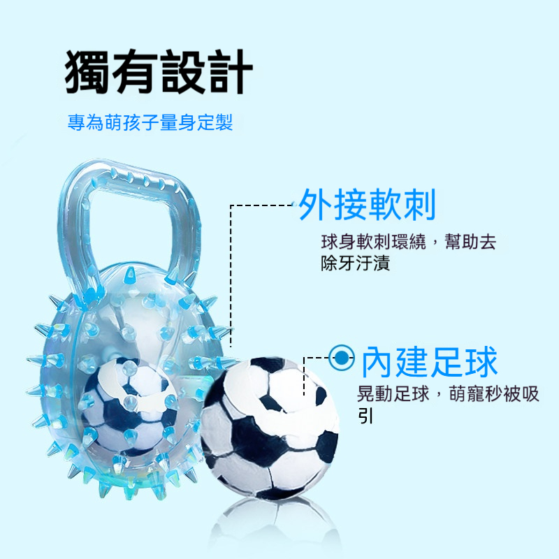 提手刺球磨牙玩具｜狗狗發聲互動球｜潔齒耐咬拋接玩具