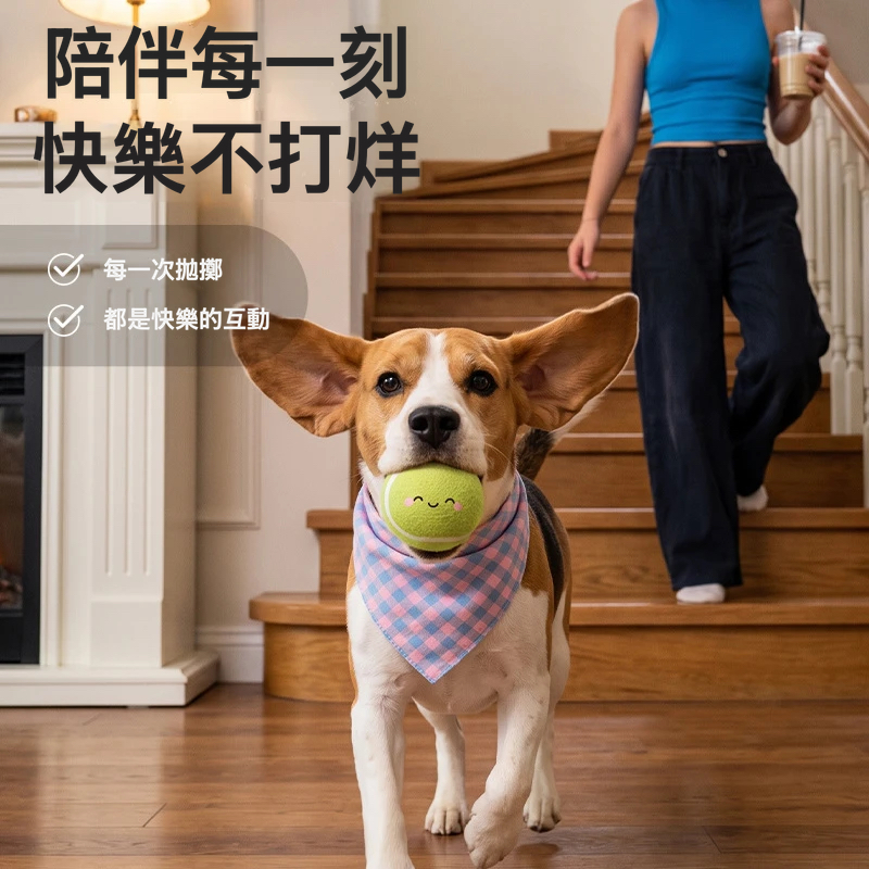 笑臉網球玩具｜耐咬彈力互動球・多款造型可選