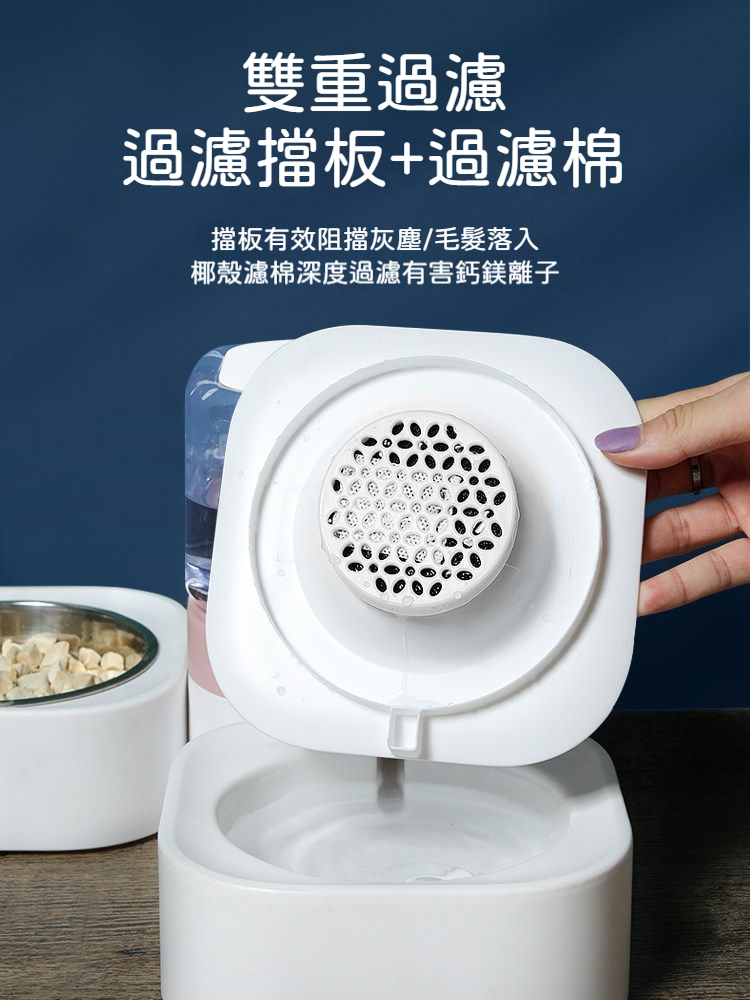 寵物自動喂水器｜貓狗通用循環飲水機＋304不鏽鋼食碗｜防濺水不濕嘴飲水碗