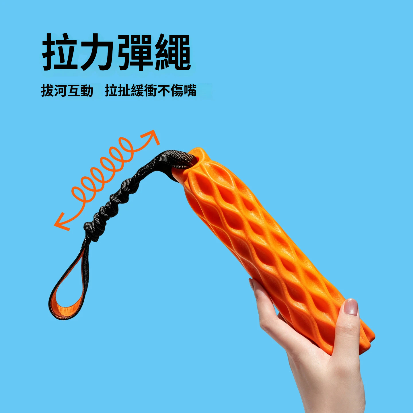 拉力網紋棒｜發聲磨牙・彈力拔河・互動耐咬狗狗玩具