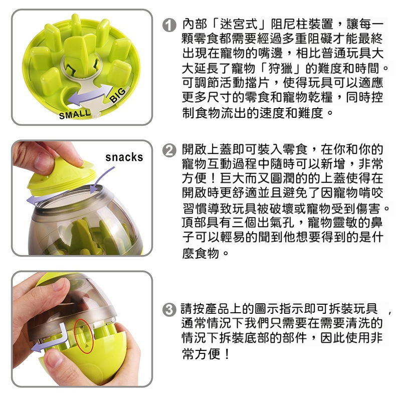 不倒翁漏食器｜寵物益智互動玩具｜慢食訓練球・解悶耐玩・減少狼吞虎嚥